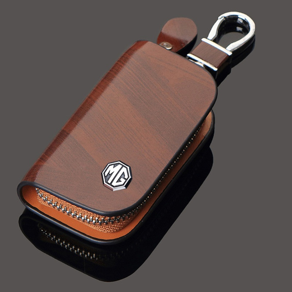 Leather Car Key Chain Ring Holder, Leather Keychain Bag