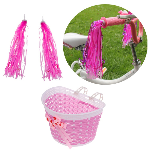 Girls Scooter Bike Streamers Handlebar Grip Decoration with Front Basket Box
