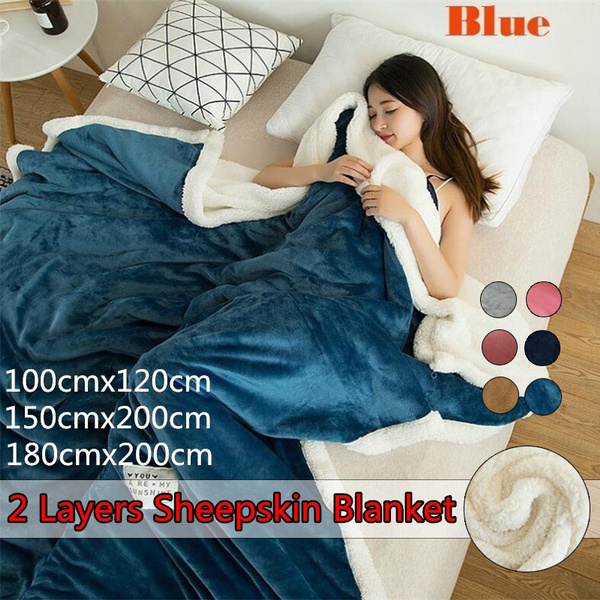 Double Layers Blanket Sheepskin Sherpas Soft Thicken Siesta Coral