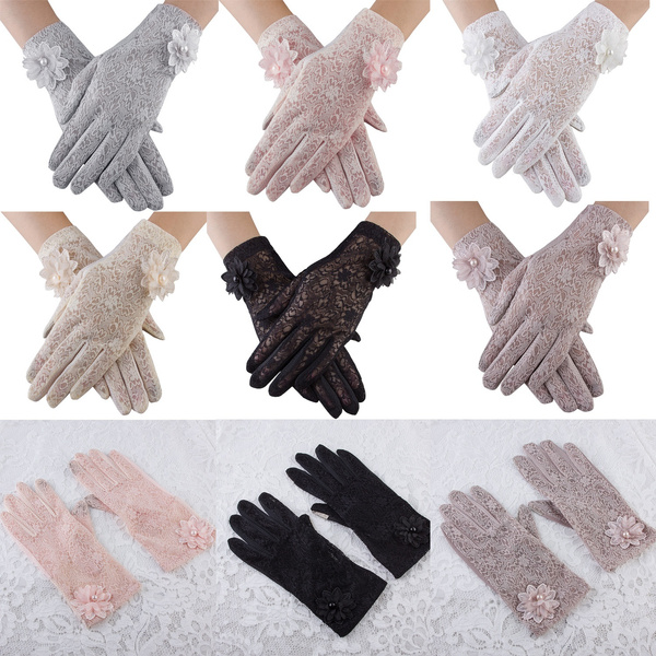 SATINIOR Ladies Lace Gloves Elegant Short Gloves Courtesy Summer Gloves for Wedding Dinner Parties