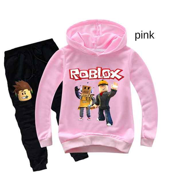 More Colors Kids Roblox Hoodie Set Include Pants New Suit Black Sweatpants Funny Pink Long Sleeve Pullovers For Teens Boys Or Girls Wish - black pink logo black roblox