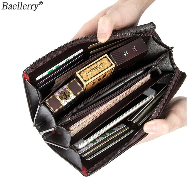 Luxury Brand Leather Men Clutch Bag Business Wristlet Phone Wallet