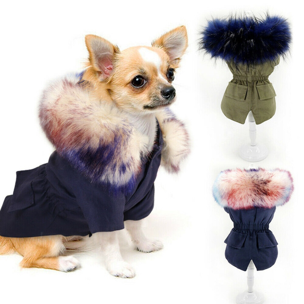 Winter Dog Clothes For Small Medium Jacket Boy Girl Pet Warm Coat Fur Collar Wish Pet Warm Coat Fur Collar, Small Pet Winter Coats