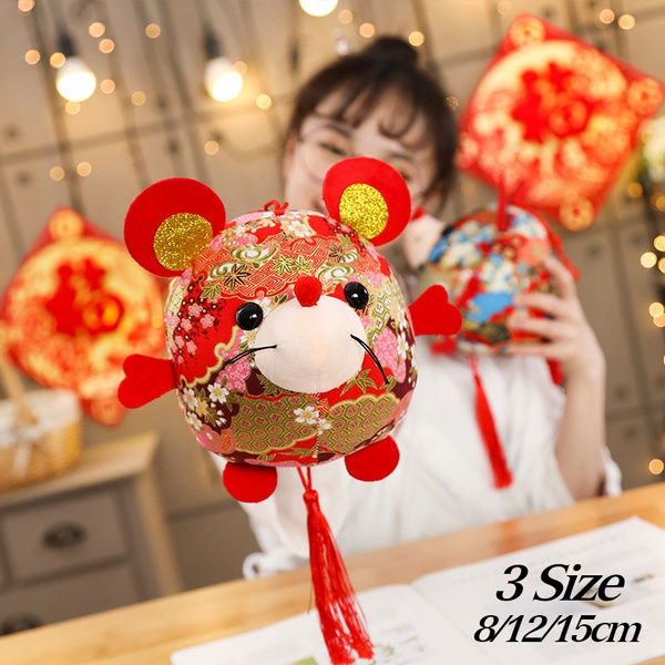 2020 Year Of The Fat Rat Mascot Plush Toy Red Chinese Knot Mouse Pendant Gift 