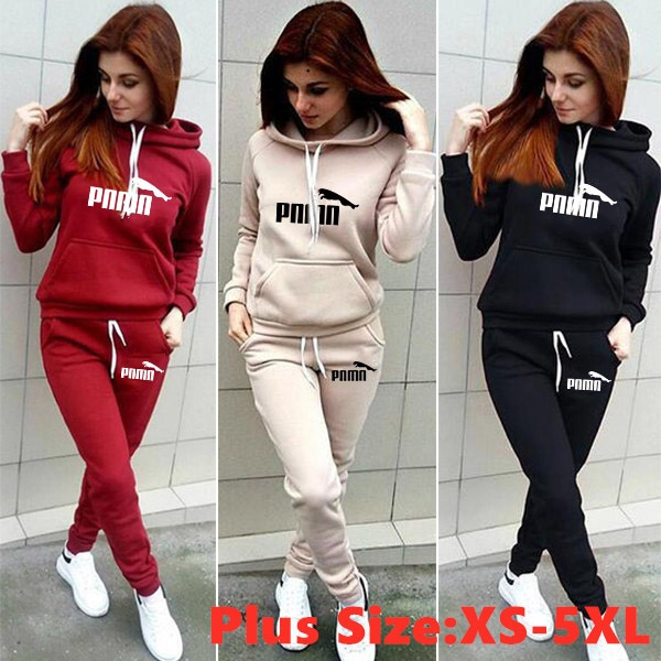 Women Fashion Sportsuits Sweatshirts + Pants Set Hooded Tracksuit Jogging  Suits Casual Outfits