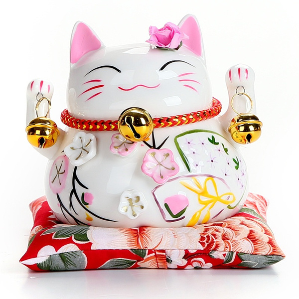 4.5 inch Maneki Neko Ceramic Lucky Cat Home Decor