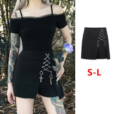 Goth, Fashion, high waist shorts, blackshortskirt