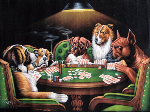 (No Frame, Rolled Up Canvas) Dogs Playing Poker 1 Pieces Home Decor HD ...