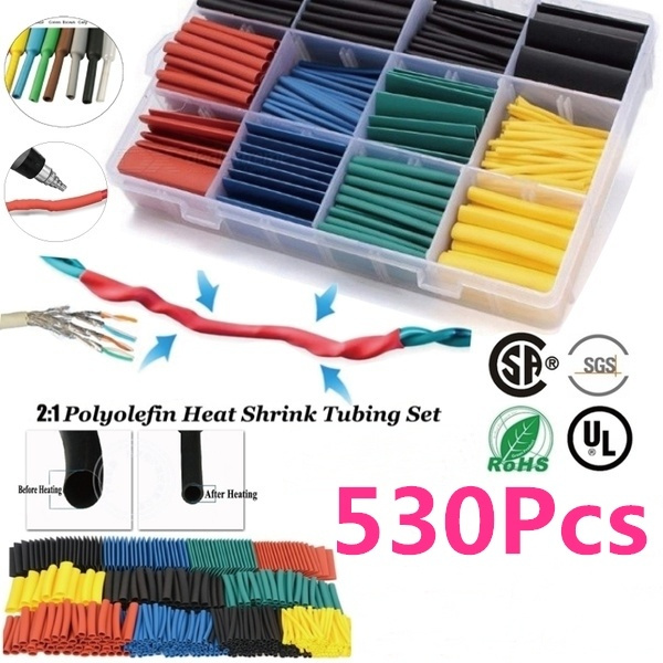 530pcs Heat Shrink Tubing Sleeve wire wrap tube 2:1 Assortiment Kit Box Set