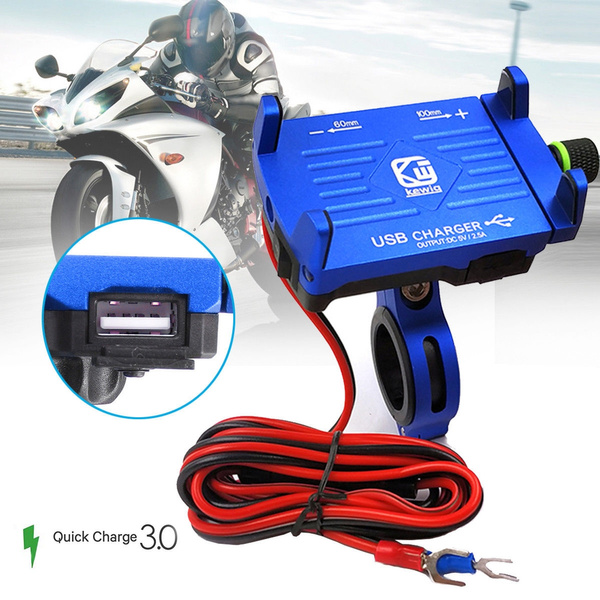 360°Motorcycle Aluminum Alloy Mobile Phone Holder Bracket QC3.0 Fast Charger USB