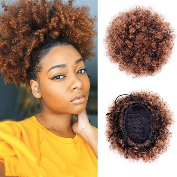 Short Women Hairpiece Ponytail Synthetic Puff High Temperature Fiber Afro Curly Hair Hair Extension Kinky Wig Hairpin