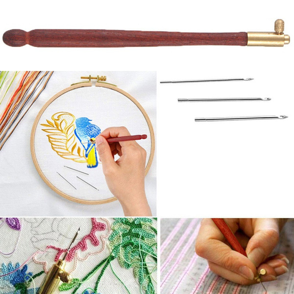 Tool Kit Tambour Hook with 3 Needles 70 90-100 Embroidery Beading Crochet Set Getting Started with Tambour Embroidery (Haute Couture Embroidery