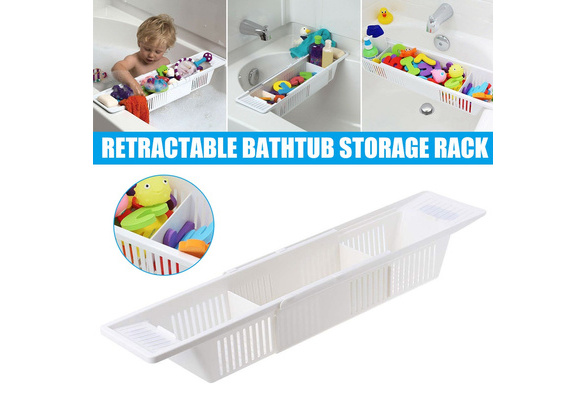 Bathtub Caddy Tray Plastic Bathtub Basket Shelf Rack Bath Toys Organizer  Retractable Storage Rack