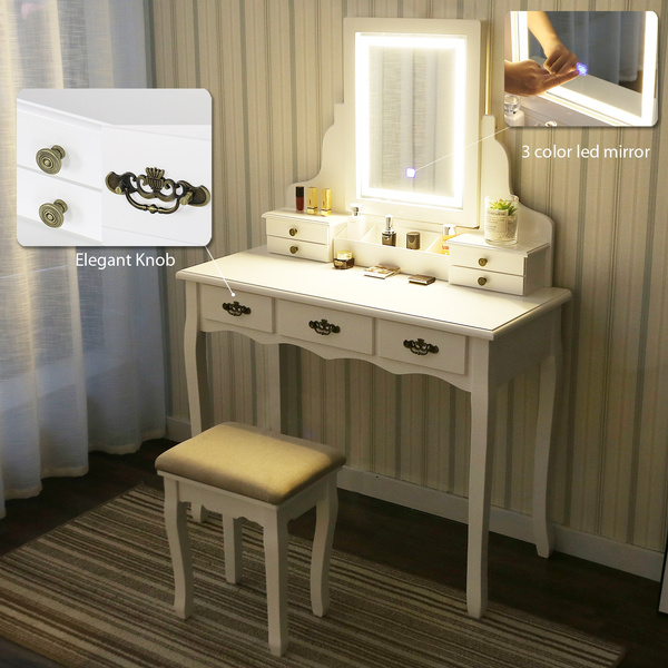 Vanity Table Set With Square Touch, Sink Makeup Vanity Combo