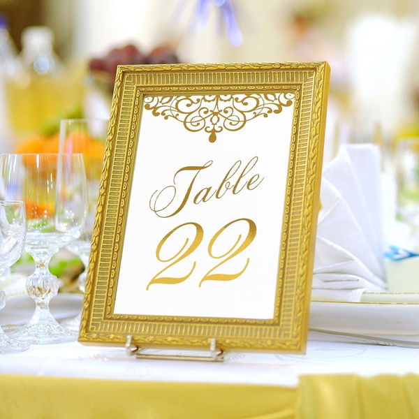 25PCS Wedding Table Numbers Double Sided Gold Foil Place Cards Wedding Reception 