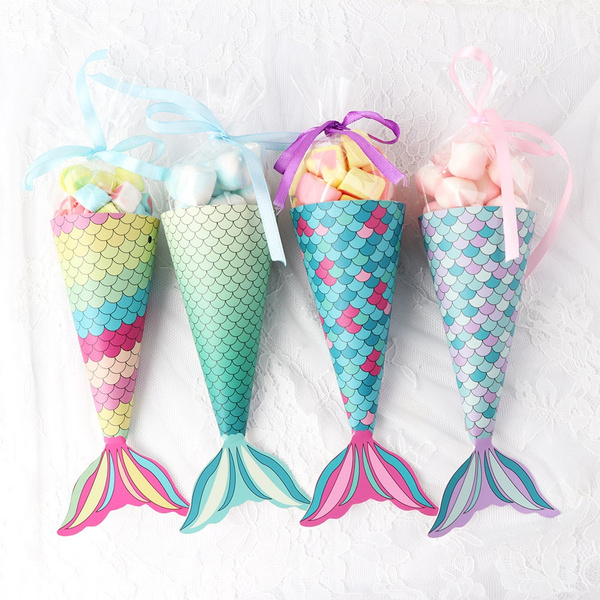 DIY Crafts Wedding Supplies Mermaid Theme Party Sugar Case Candy Bag Gift Box 