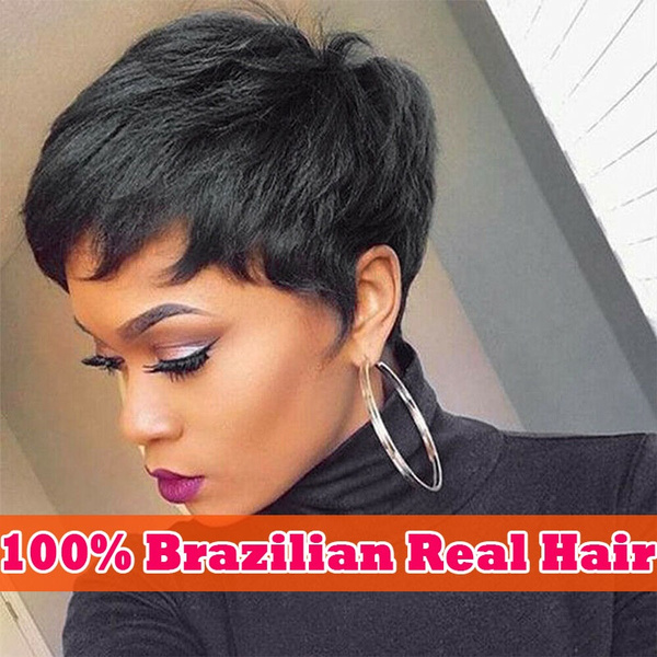 short pixie wigs black hair