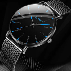Fashion Mens Watches Stainless Steel Mesh Band Quartz Wrist Watch Man Luxury Business Sports Simple Clocks Relojes Masculino