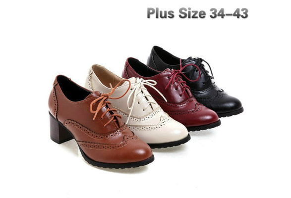 Women Oxford Shoes Spring Ladies Brogue Soft Leather Shoes 