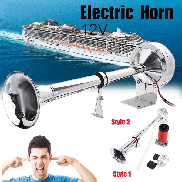 328dB Ship Horn 12V Electric Single Air Horn Ship Yacht Car Truck  Accessories Metal Single Horn, Suitable for Motorcycle / Car / Truck / Ship