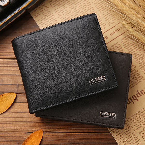 Genuine Leather Men Wallets Premium Product Real Cowhide Wallets For Man  Short Black Walet Portefeuille Homme