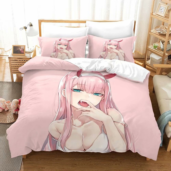 Anime DARLING in the FRANXX Cover BedSheet Pillowcase 4pcs Bedding Set Quilt 