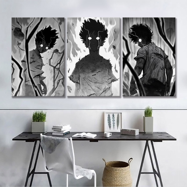 1pcs Retro Style Black White Comics Art Painting Mob Psycho 100 Anime  Poster HD Cartoon Wall Picture for Kids Bedroom Decor No Frame | Wish