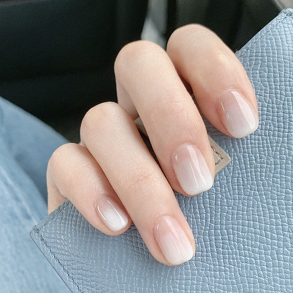 24pcs Glossy White Square French Nail Ombre Faux Ongles Gradient Medium Fingernails With Glue Wish 24pcs Glossy White Square French Nail Ombre Faux Ongles Gradient Medium Fingernails With Glue Wish