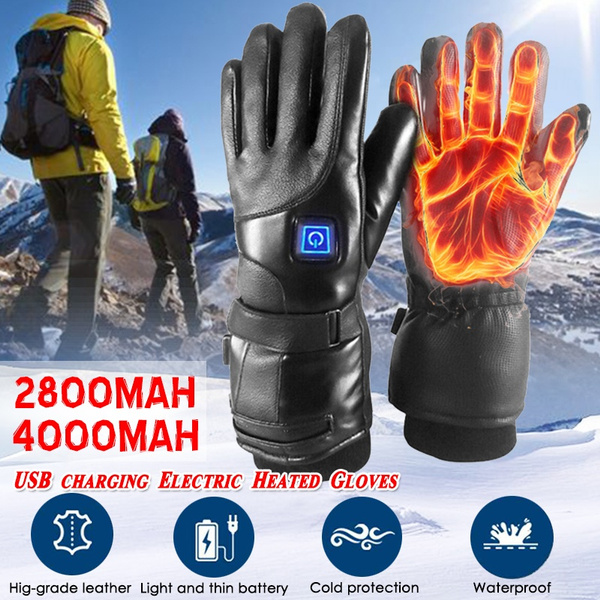 aankleden Piraat opgraven Electric Heated Gloves Rechargeable Battery PU Leather Gloves Winter Warmer  Motorcycle Cycling Skiing Thermal Gloves | Wish