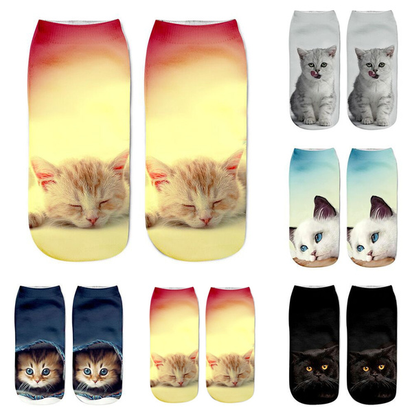 Popular Funny Unisex Short Socks 3d Cat Printed Anklet Socks Casual Socks
