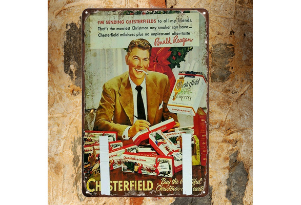 Ronald Reagan Chesterfield Christmas Repro Advertising Metal Sign 9 x 12 60188 