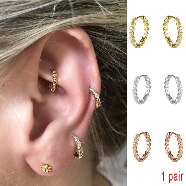 Hoop Cartilage Huggie Earring Piercing Helix Tragus Conch Jewelry