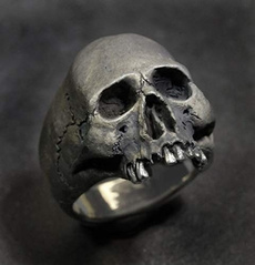 Cool Fashion Men's Punk Vintage 316 Stainless Steel Skull Ring Gothic Horror Skull Biker Jewelry for Mens Size 7-14