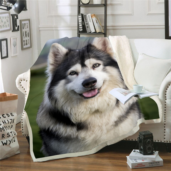 Husky Wolf 3D Print Sherpa Blanket Sofa Bedroom Quilt Cover Throw R106 