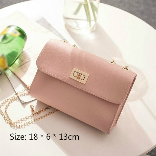 Female Simple Women Ladies PU Leather Chain Shoulder Bags Square