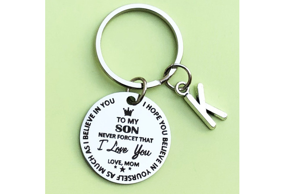 Meaningful Jewelry Engraved Never Forget That I Love You by Vallgox Inspirational Keychain Gift to My Son from Dad Mom Stainless Steel Key Ring for Teenagers Boys Kids for Birthday Wedding Christmas