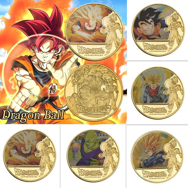 Coin dragon ball z collection 5 different coins gold metal corner 