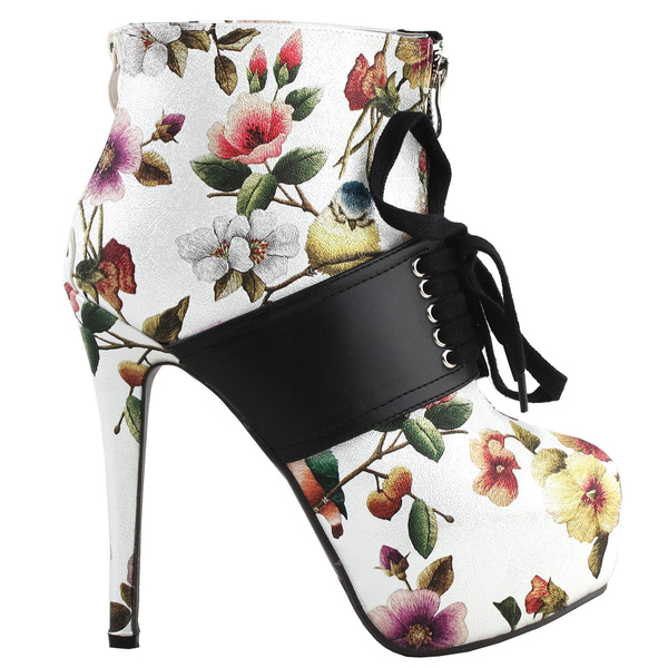 black booties with flowers