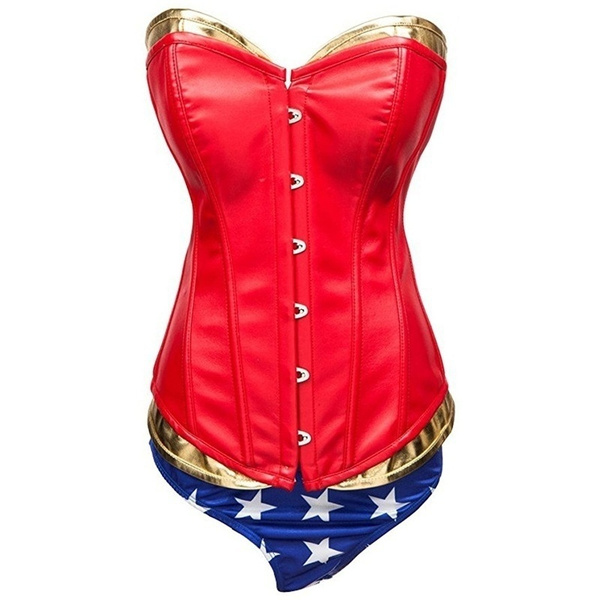 Womens Halloween Red Leather Steampunk Corset Clothing Burlesque
