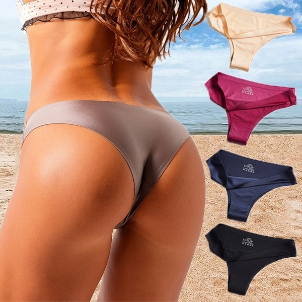 1Pc Sexy Women Ice Silk G-string Thongs Seamless Bikini Briefs Panties  Lingerie Underwear