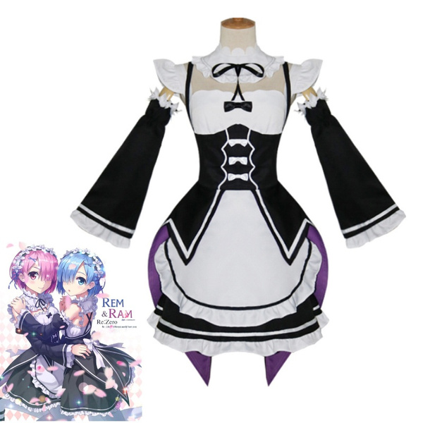 Anime Re: Zero kara Hajimeru Isekai Seikatsu Rem Ram Cosplay Costume Maid  Dress