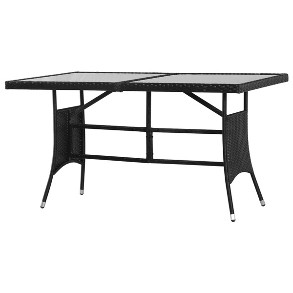 Vidaxl Garden Table Black 55 1 Poly Rattan Glass Outdoor Patio Furniture Wish