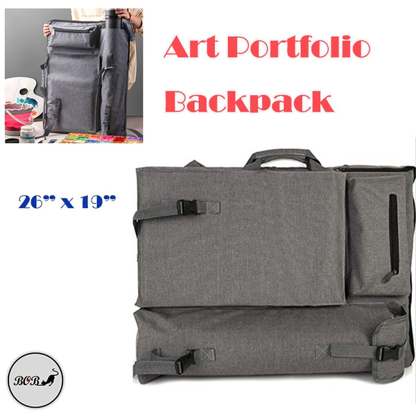 Extra Large 4K Art Portfolio with Handle Portable Backpack Art Craft Supplies Carrying Bag A2 Sketch Pad Organizer Case Tote Bag Sketch Pad Storage Bag for Students Artists Blue