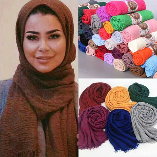 Women  Viscose Maxi Crinkle Cloud Hijab Scarf Shawl Islam Muslim Scarf // 