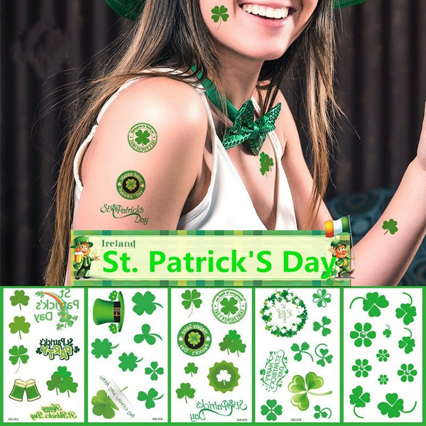 Bulk 72 Pc Shamrock Patterned Temporary Tattoos  72 Pc  Oriental Trading