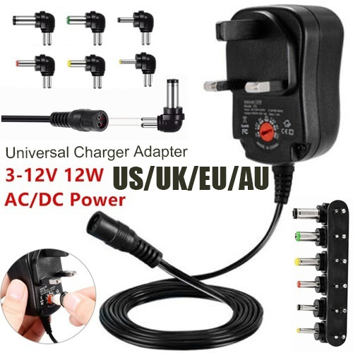 UK Universal 3-12V Adjustable Voltage Adaptor Charger AC/DC Power Supply Adapter