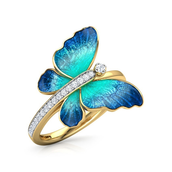 blue diamond butterfly ring