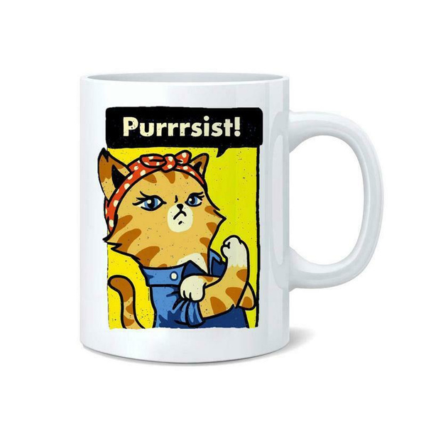 11 oz Persist Never Give Up Cat Funny Cute Novelty Coffee Tea Mug Cup