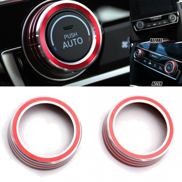 2pcs Car AC Knob Trim Ring Cover Red Fit for Honda Civic 2016-2018 | Wish