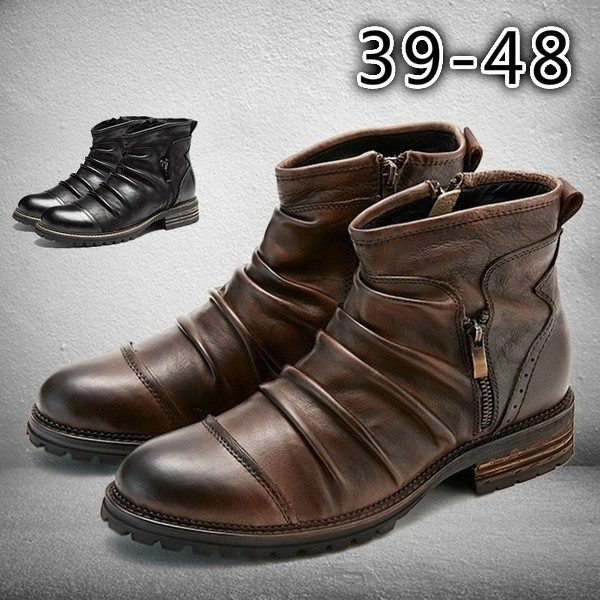 Botines de moda para hombre Botines Chelsea Zapatos de vestir de negocios  de cuero Botas cortas para hombres Tallas grandes 38-48 Botines | Wish
